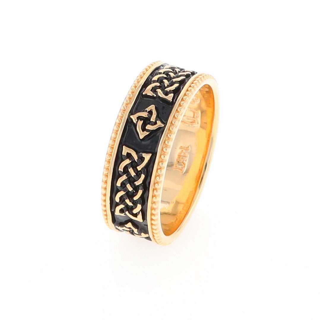 Celtic Knot Black and Gold Wedding Band