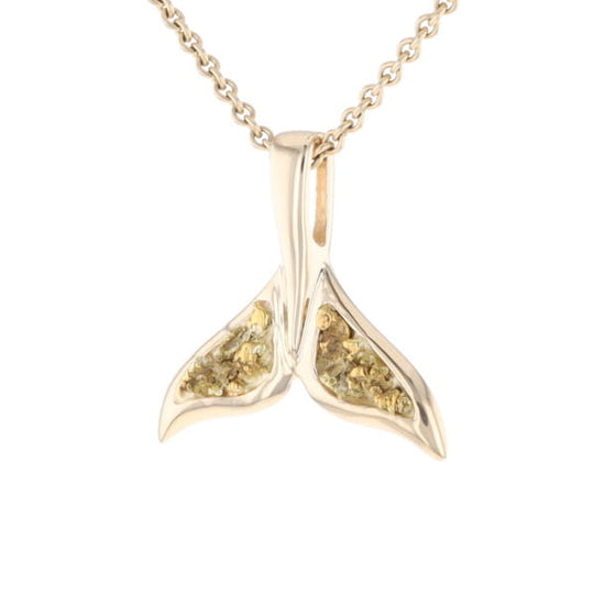 Whale Tail Natural Nuggets Double Inlaid Sea Life Pendant