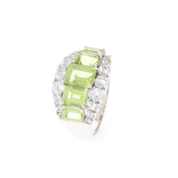 Peridot and CZ Cocktail Ring