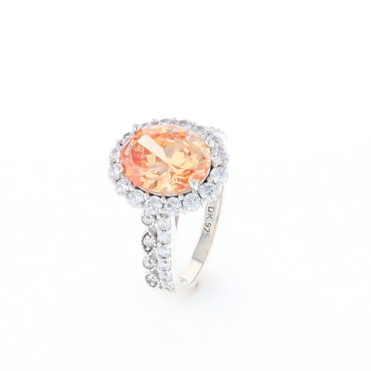 Peach Imitation Topaz Halo Ring