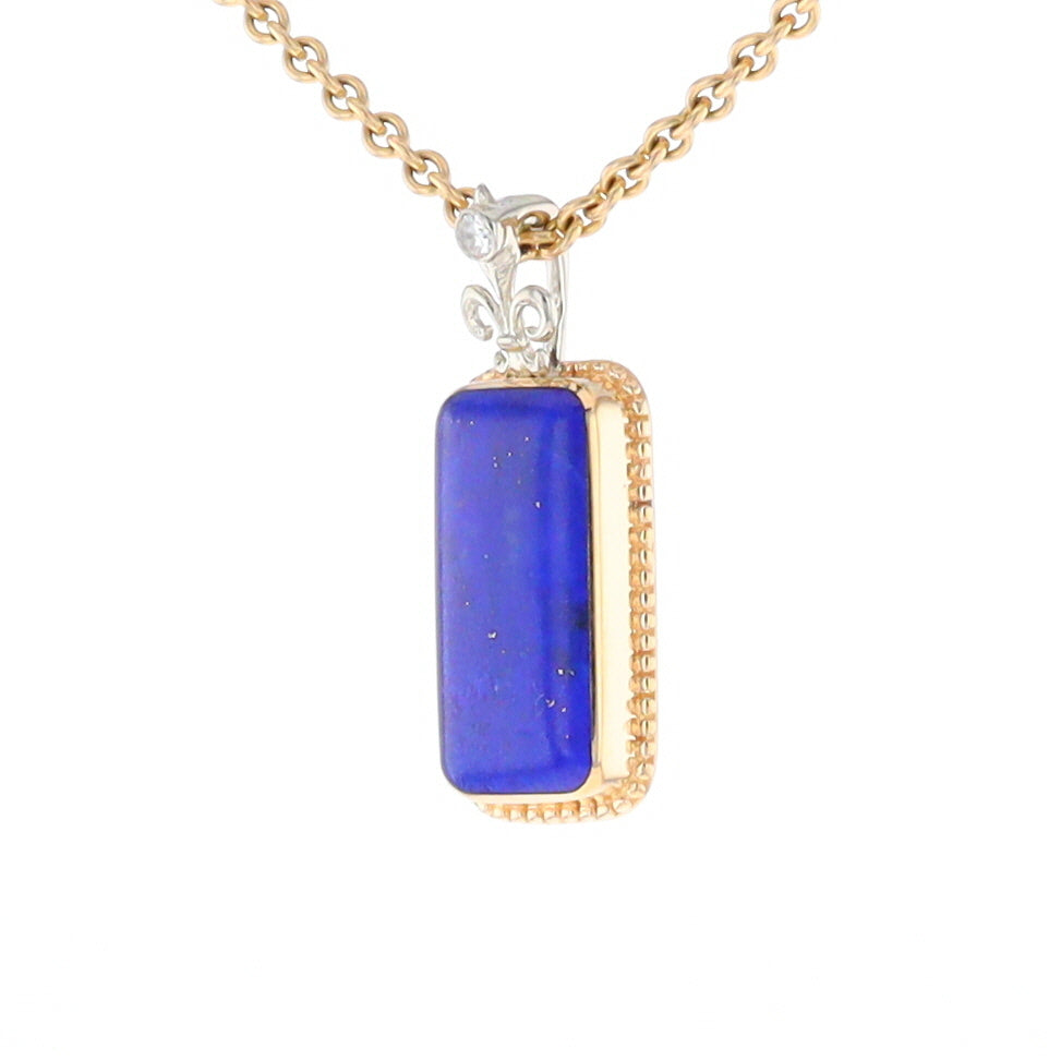 Lapis Milgrain Rectangle Pendant