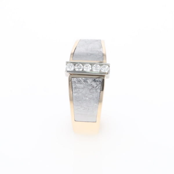 Meteorite Ring Double Sided Inlaid with .19ctw Round Diamonds