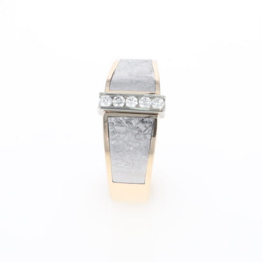 Meteorite Ring Double Sided Inlaid with .19ctw Round Diamonds