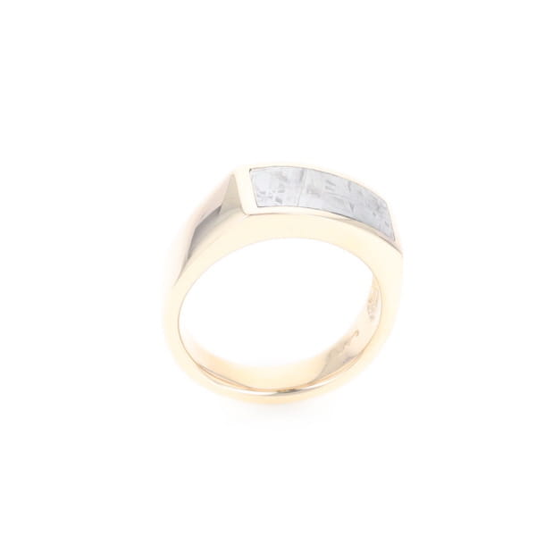 Rectangle Meteorite Inlaid Ring