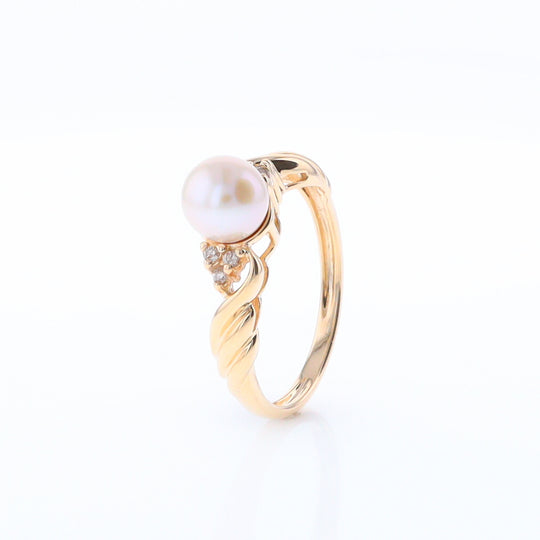 Pearl and Diamond Twist Ring