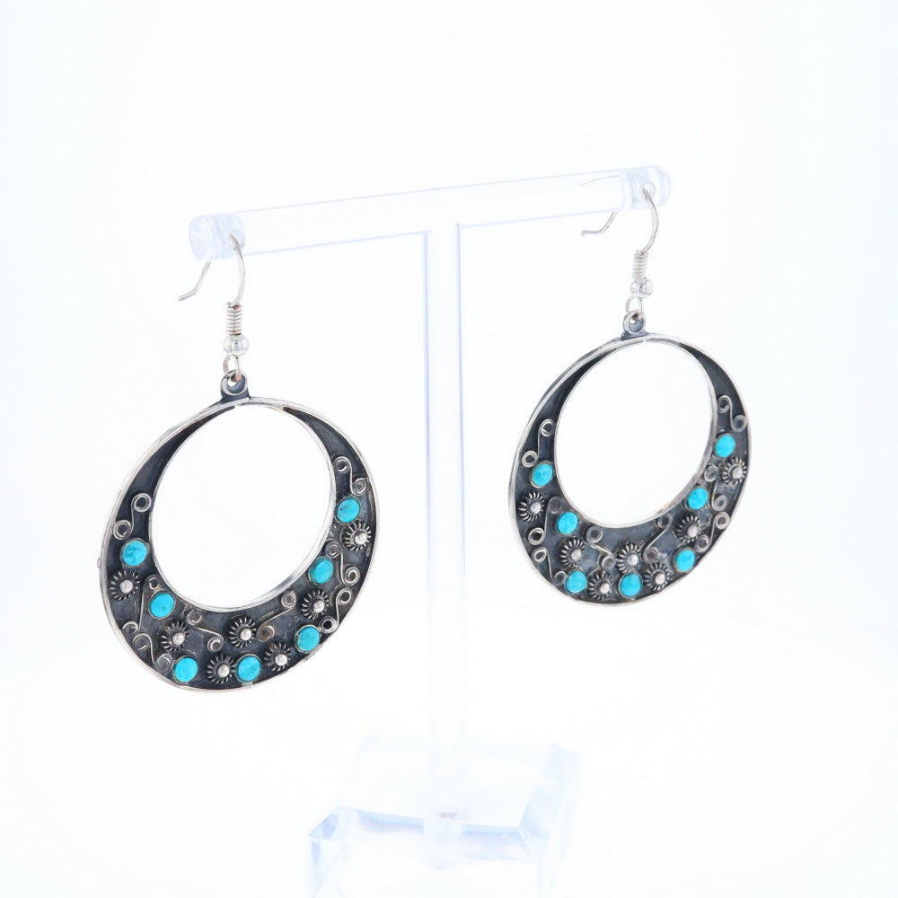 Floral Chrysocolla Hoop Earrings