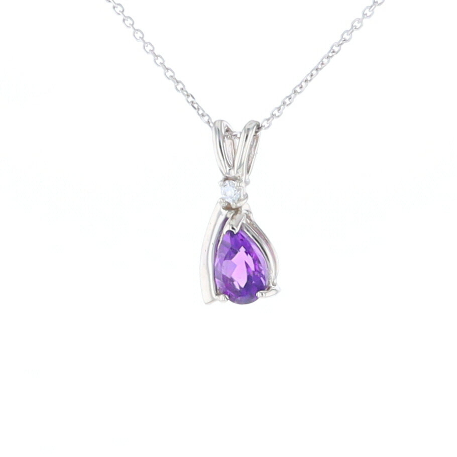 Amethyst Pear Ribbon Necklace