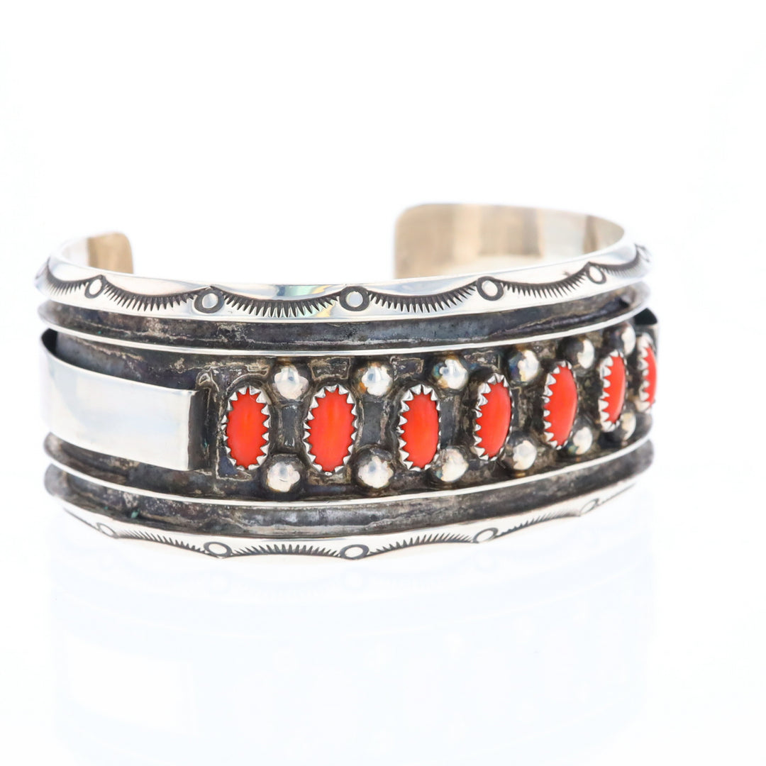 Jackie Singer Navajo Coral Cuff Bracelet