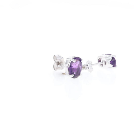 Oval Amethyst Stud Earrings
