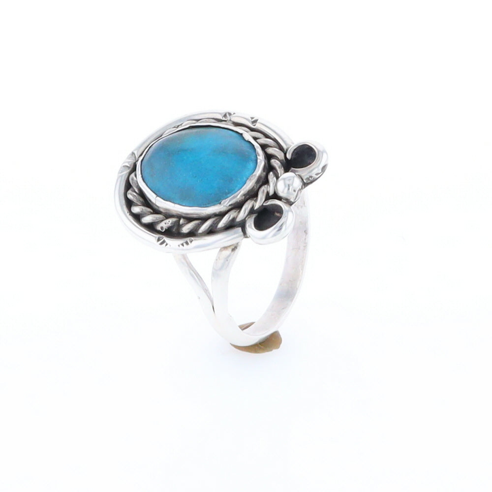 Native Turquoise Rope Design Ring