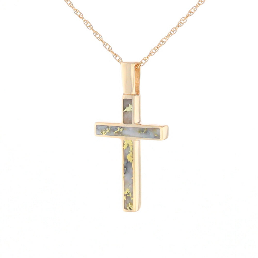 Three Section Gold Quartz Cross - G2