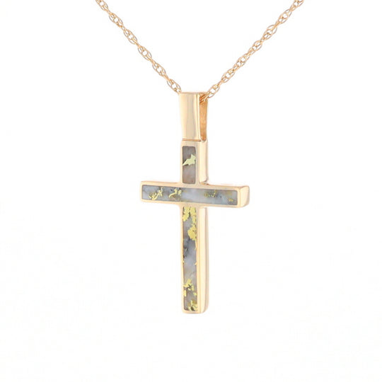 Three Section Gold Quartz Cross - G2