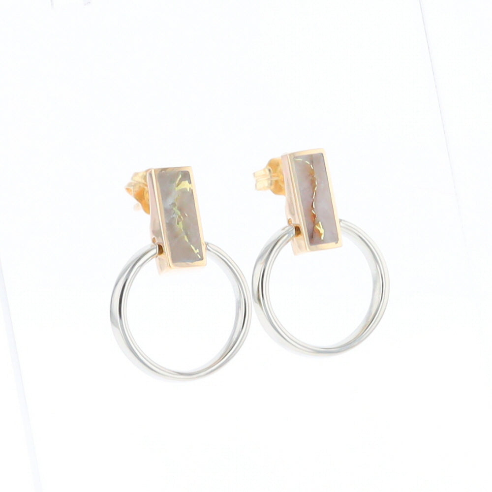 Gold Quartz Rectangle Inlaid Knocker Earrings - G2