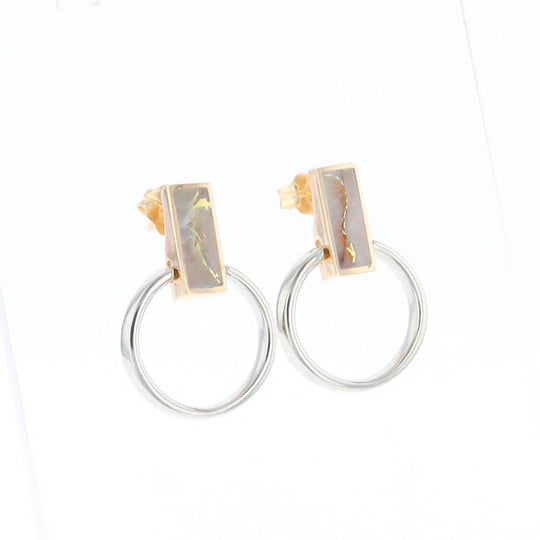 Gold Quartz Rectangle Inlaid Knocker Earrings - G2