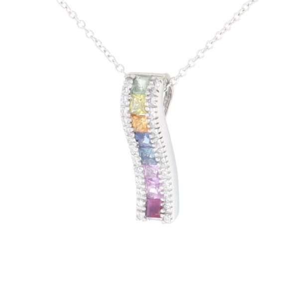 Multi-color Sapphire Necklace with Diamond Accents