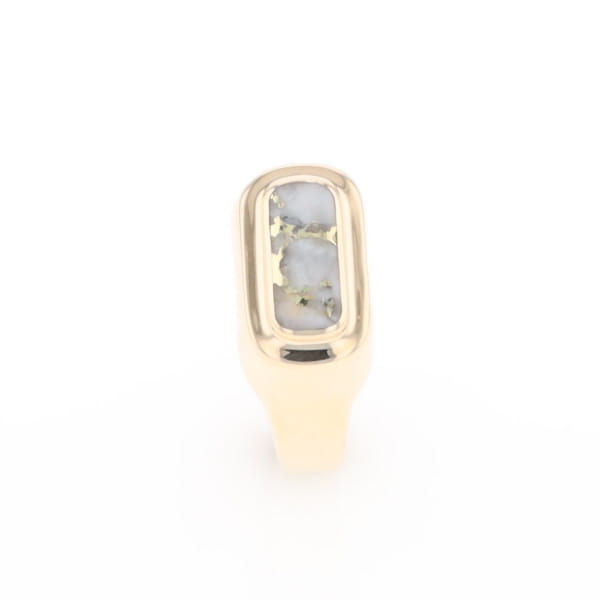 Gold Quartz Ring Oval Inlaid Design - G2