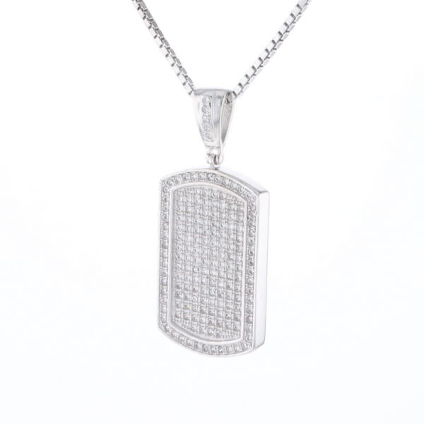 Cubic Zirconia Dog Tag Necklace