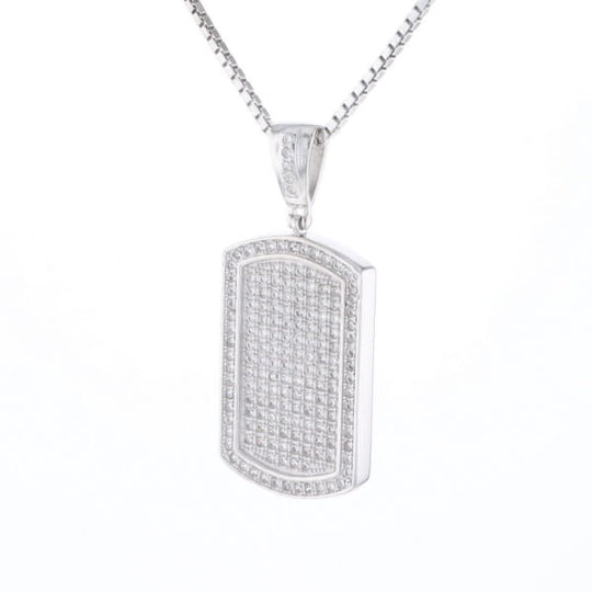 Cubic Zirconia Dog Tag Necklace