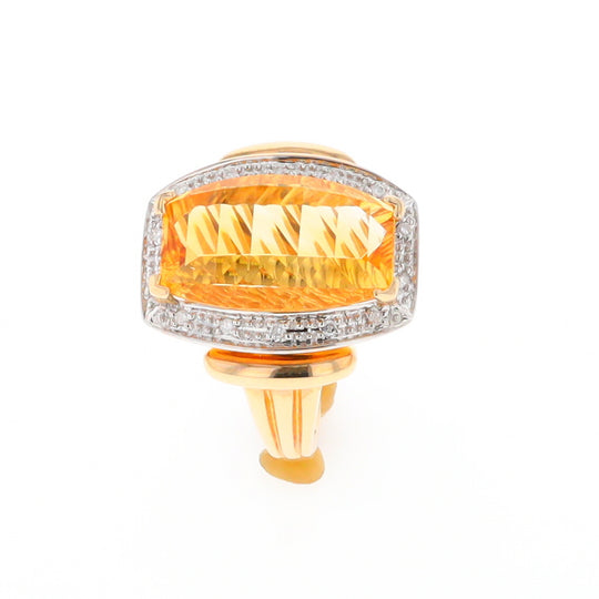 Fancy Cut Citrine Diamond Halo Ring