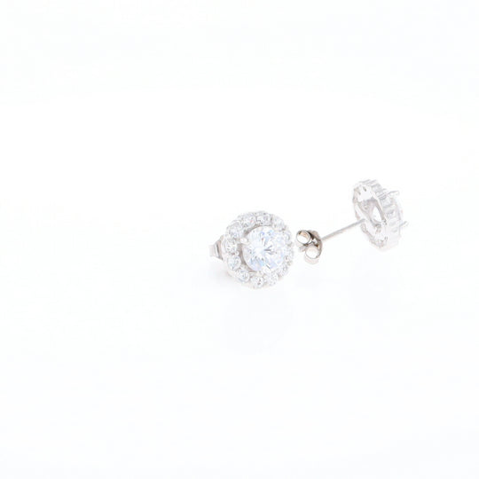 Cubic Zirconia Halo Stud Earrings