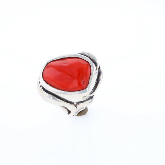 Native Oval Coral Free Form Ring