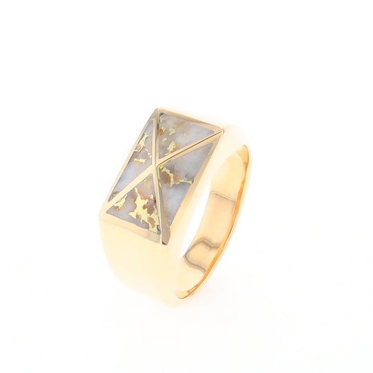 Four Section Gold Quartz Inlaid Men's Ring G2