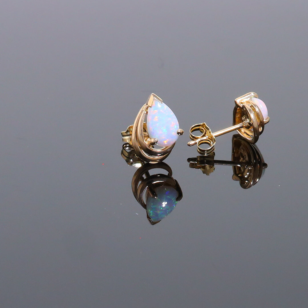 Pear-Shaped Opal Stud Earrings