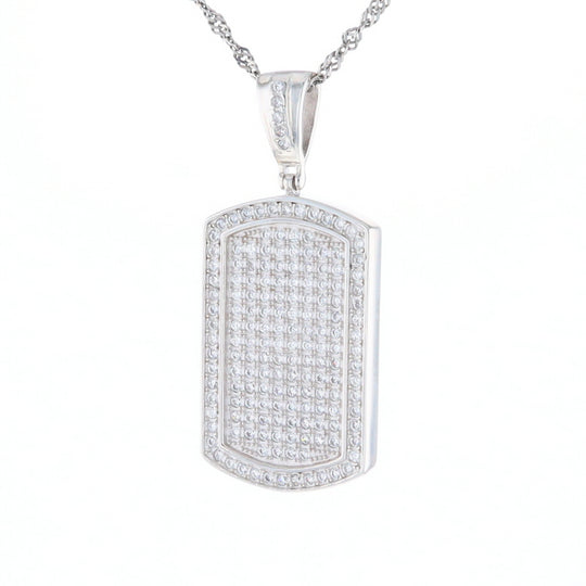 Cubic Zirconia Dog Tag Pendant