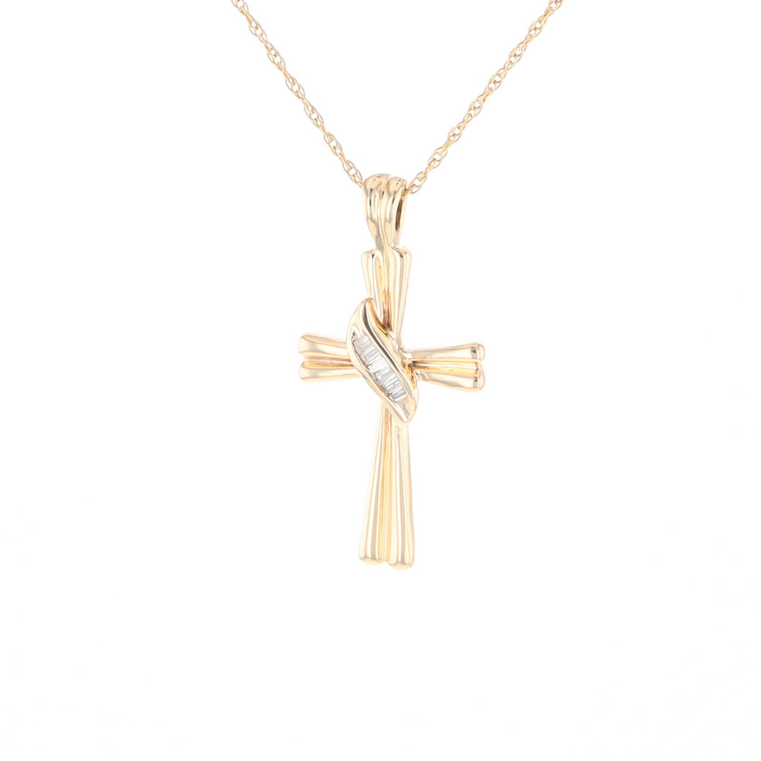 Diamond Crossover Ribbon Cross Pendant