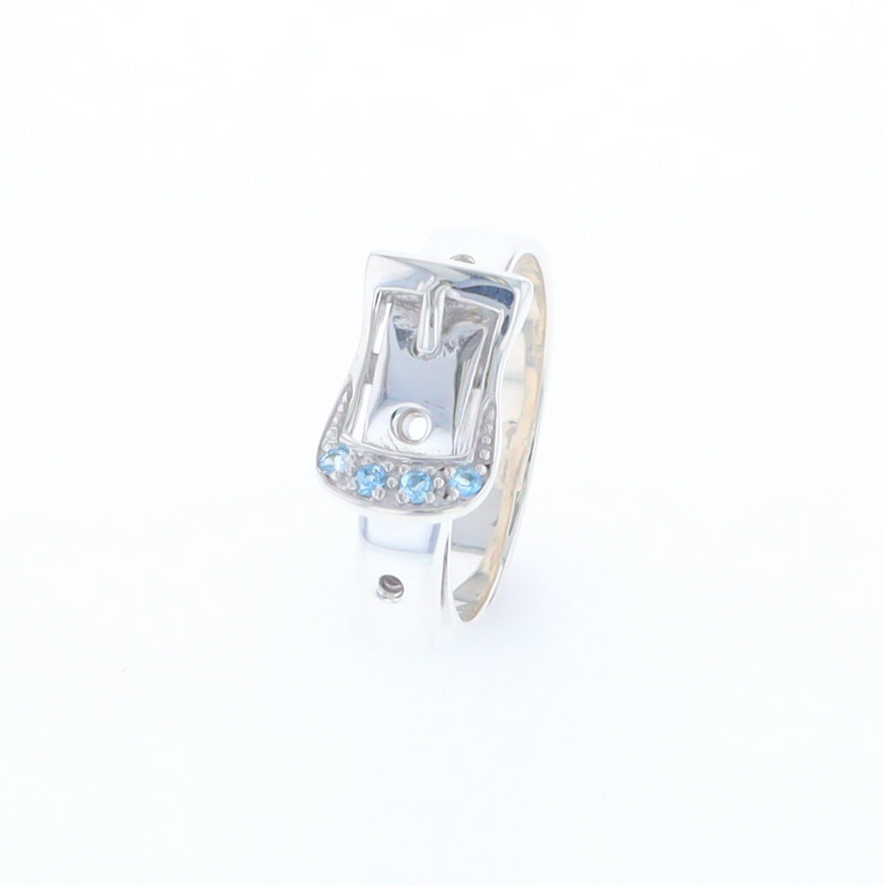 Silver Blue Topaz Belt Ring