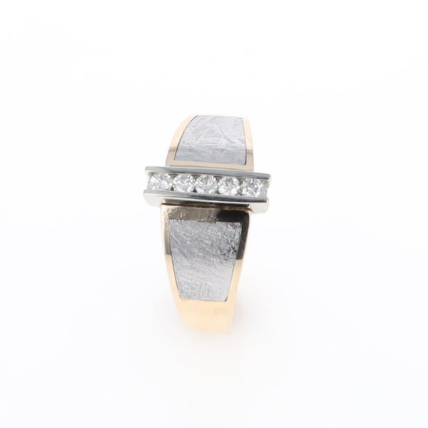 Meteorite Ring Double Sided Inlaid Design with .23ctw Diamonds