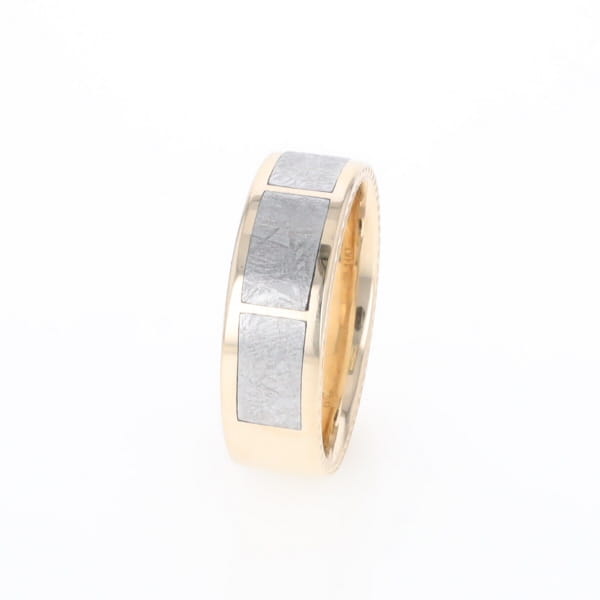3 Section Men's Meteorite  Milgrain Topped Ring