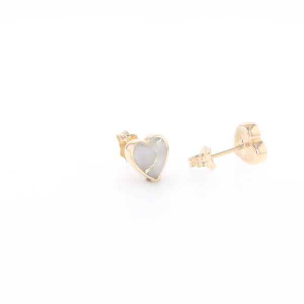 Gold Quartz Heart Stud Earrings - G2