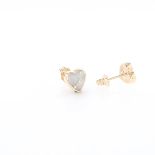 Gold Quartz Heart Stud Earrings - G2