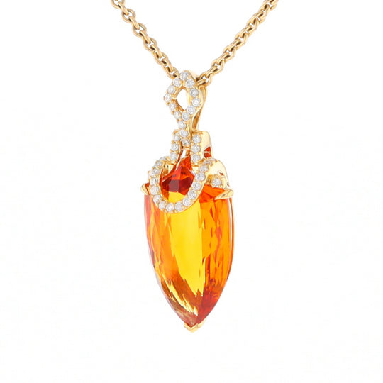 Citrine Pendant with Diamond Bail