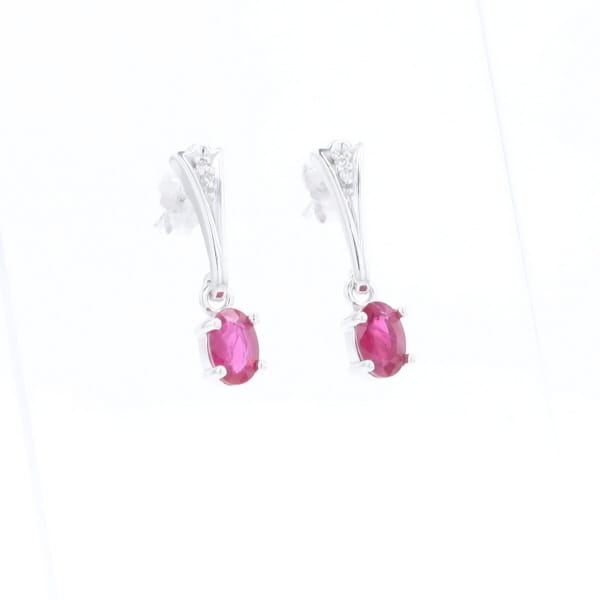 Oval Ruby Dangle Earrings