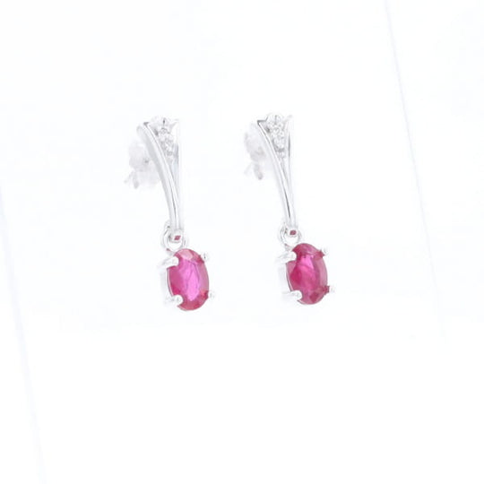 Oval Ruby Dangle Earrings