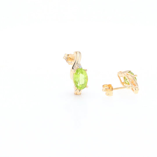 Peridot Ribbon Stud Earrings