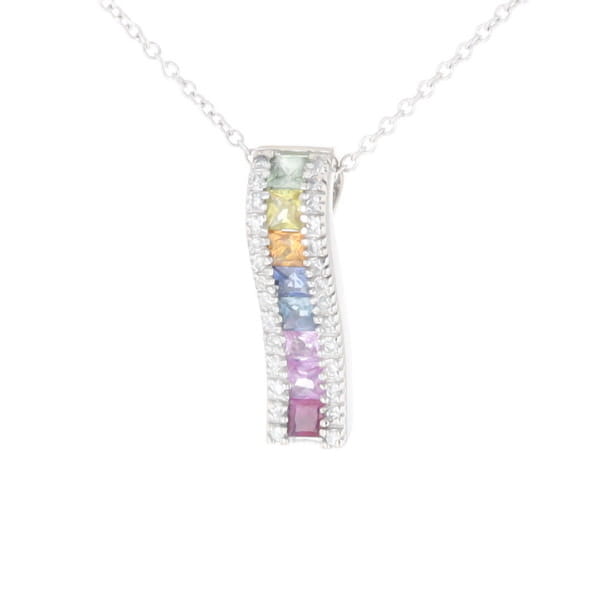 Multi-color Sapphire Necklace with Diamond Accents