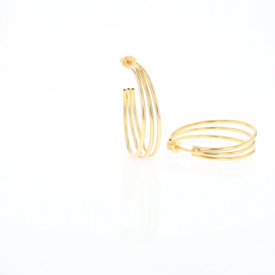 Three Bar Gold Hoop Earrings