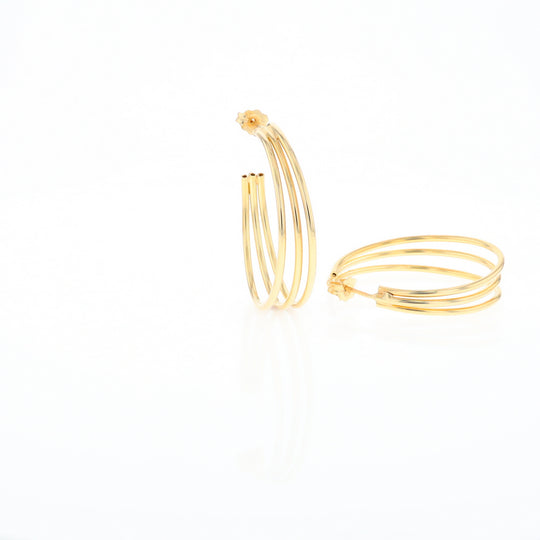 Three Bar Gold Hoop Earrings