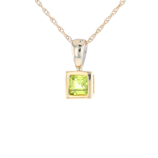 Two-Tone Bezel Peridot Pendant