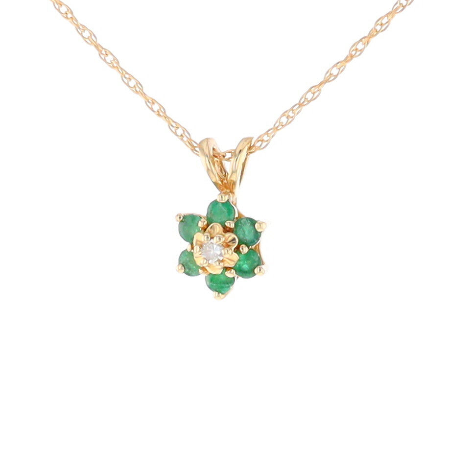 Small Emerald Flower Pendant