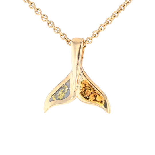 Whale Tail Necklaces Natural Gold Quartz and Nuggets Inlaid Pendant