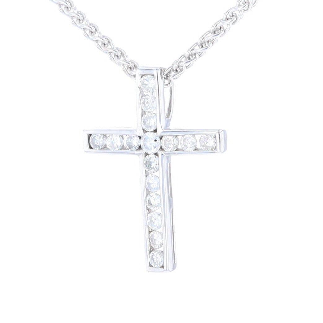 Channel Set Diamond Cross Pendant