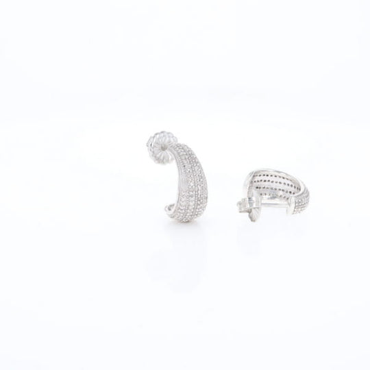 Diamond Half Hoop Stud Earrings