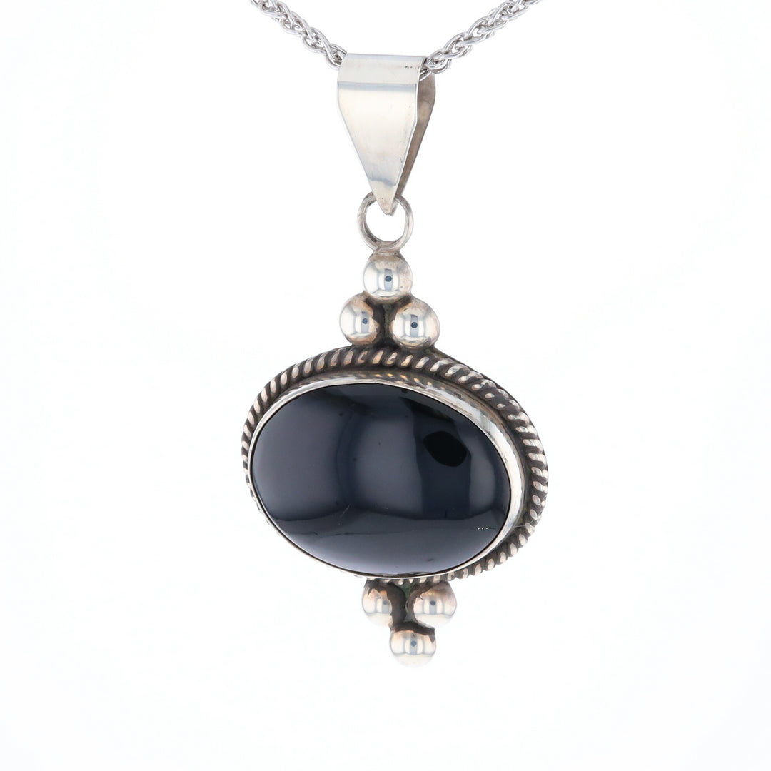 Bezel Set Onyx Beaded Pendant