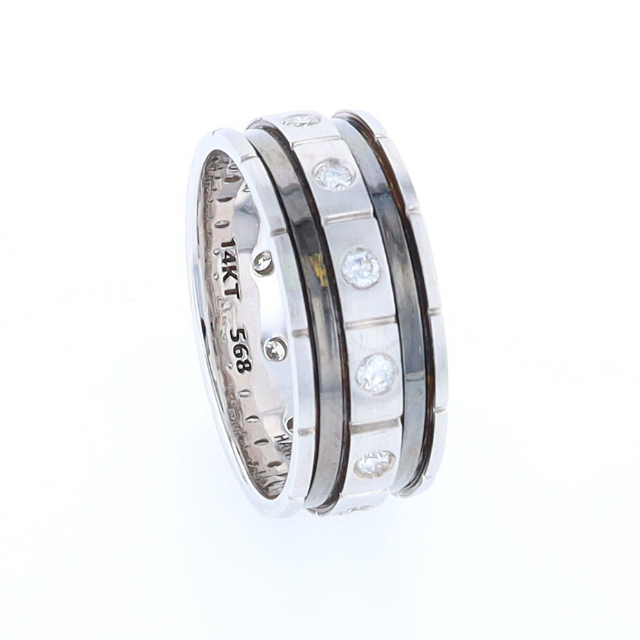 Contemporary Men's Comfort Fit Wedding Band With Diamonds