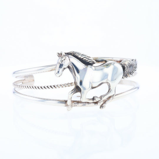 Silver Horse Native Cuff Bracelet