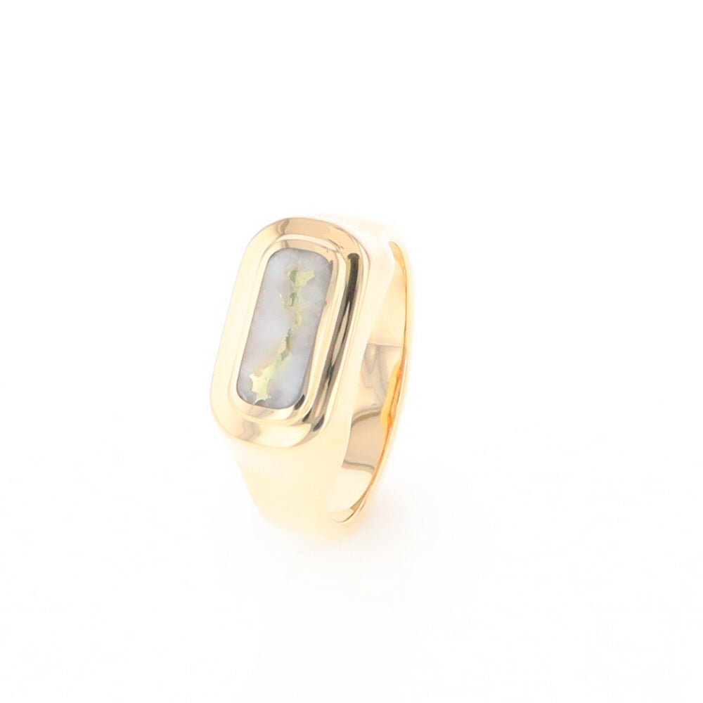 Gold Quartz Ring Oval Inlaid Design - G2